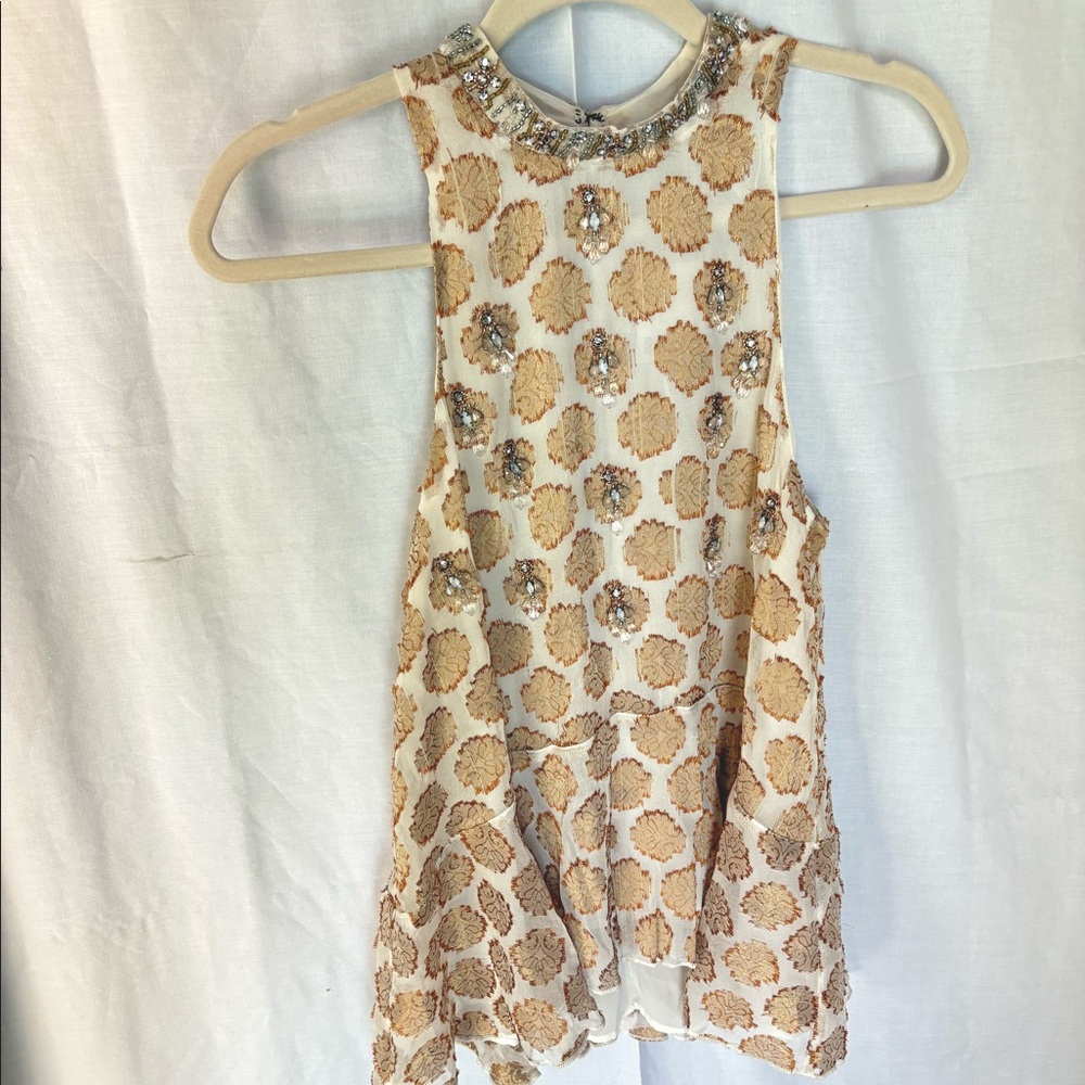 Kimchi Blue Chanderella Peplum Jacquard Tank Top / Size Small / NWT